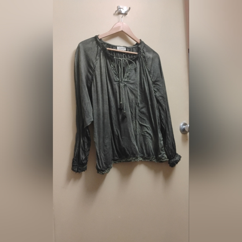 Zadig & Voltaire Women's Green Front Tie Theresa Blouse Sz M